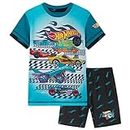 Hot Wheels Boys Pyjamas for Kids 2 Piece Summer Nightwear Short PJs for Boys Breathable Lounge Wear Age 3-8 Official Merchandise Gifts for Boys (Blue/Black, 6-7 Years)