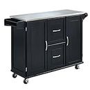 Patriot Black Kitchen Cart with Stainless Steel Top by Home Styles