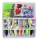 Vicloon 120 PCS Fishing Lures Mixed Including Spinners,VIB,Treble Hooks,Single Hooks,Swivels,Pliers and Tackle Box