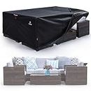 Patio Furniture Covers Outdoor Waterproof Table Set Cover,Heavy Duty Anti Tear Sofa Sectional Covers with Buckles&Vents&Handles(90"Lx64"Wx28"H )