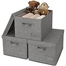 GRANNY SAYS Storage Bins with Lids, Pack of 3 Linen Closet Organizers and Storage Baskets for Shelves, Rangement Garde Robe Storage Containers for Wardrobe, Dark Grey Closet Storage Bins With Lids