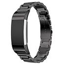 Maxjoy Compatible with Fitbit Charge 2 Bands, Charge2 Metal Replacement Strap Stainless Steel Bracelet Band Small Large Wristband Compatible with Fitbit Charge 2 HR Tracker, Black