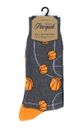 Basketball  with hoops in Grey Novelty Socks, Mens Basketball Socks