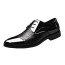 Surfiiy Zapatos de Cuero de para Hombre, de tamaño, Informales, de tacón bajo, Planos, de Color sólido, Estilo británico Zapatos De Vestir Baratos (a-Black, 44)