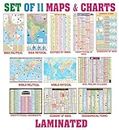 Complete set of UPSC Maps & Charts Laminated | Set of 11 | India & World Map ( Both Political & Physical ) with Constitution of India, Constitutional Amendments, Indian History, Indian Economy, Geographical Terms, Geography of India, and UPSC Prelims Syllabus Chart | LAMINATED
