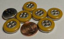 7 Thick Glossy Burnt Yellow Plastic Metallized Back Buttons 18mm 11/16" 12657