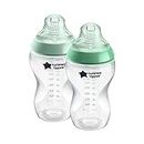Tommee Tippee Closer to Nature Baby Bottles, Medium Flow Breast-Like Teat with Anti-Colic Valve, 340ml, Pack of 2, Clear, 3 Months+