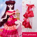 1/3 SD BJD Clothes Outfit Lolita Fire Princess Full Dress Silk-like Fabric AOD