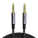 UGREEN 3.5mm Audio Cable Braided 4-Pole Hi-Fi Stereo TRRS Jack Shielded Male to Male AUX Cord Compatible with iPhone, iPad, Samsung Phones, Tablets, Car Home Stereos, Sony Headphones, Speaker, 3FT