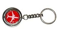 Pilot18 Red Aircraft 3D 1 inch rotatable Stainless Steel Aviation Keychain for Pilots and Crew