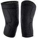 CAMBIVO Knee Brace Support(2 Pack), Knee Compression Sleeve for Running, Hiking, Basketball, Soccer, Tennis, Relieving Knee Pain and Joint Discomfort (Black, Medium)