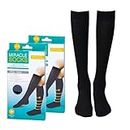 Sock Exchange Compression Socks, Anti-Fatigue Travel Flight Socks for Women & Men Circulation, Women's Flat Knit Knee Socks, Soft Breathable Cotton Blend Women’s Calf Socks (S/M Size, 2 Pack)