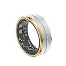 ENTENTE Smart Ring Silver Health Tracker Activity Tracker Heart Rate Monitor Sleep Recorder Activity Reminder IP68 Waterproof Level (2 Gold Plating,US 9#)