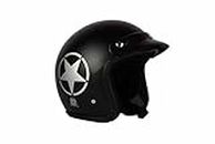 O2 Star PERL Open Face ABS Helmet with Quick-Release Adjustable Strap, Sturdy Head Protector, Safety Helmet for Bike (Medium Size, Black)