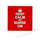 Keep Calm and Nurse on - Red carry on nursing - gifts - Greeting Card, 6 x 6 inches, single (gc_157745_5)