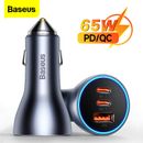 Baseus 65W USB Car Charger Type C Fast Charging Power Adapter For iPhone Samsung