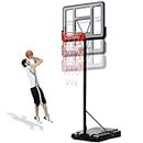 Portable Basketball Hoop Outdoor - 4.9-10ft Height Adjustable - Basketball Hoops & Goals System for Youth and Adults, with 44in Shatterproof Backboard and Enlarged Base