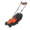 BLACK+DECKER BEMW451BH-B1 35L Grassbox Lawn Mower With Bike Handle, For Maintaining Gardens Of Up To 300 Square Meters, Electric 1200-Watt 14 Inch Winged, 1 Year Warranty (Red & Black)