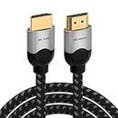 8K HDMI 2.1 Cable 3ft, TechDuck Premium Braided 28AWG High Speed 8K@60Hz 4K@120Hz/144Hz 48Gbp HDMI Cord, Dynamic HDR eARC/ARC Dolby, Certified UHD HDMI to HDMI Cable for Gaming/Monitor/Ultra HD TV