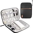 House of Quirk Electronics Organizer Small Travel Cable Organizer Bag Compact Electronic Accessories Cord Case for Hard Drives, Cables, Cords, Chargers (Black)