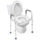 HEAO Alone Raised Toilet Seat 136 kg – Heavy Duty Medical Raised Homecare Commode e telaio di sicurezza, gambe regolabili in altezza, supporto per il bagno per anziani, handicap, disabili