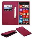 ACM Rich Leather Flip Wallet Front & Back Case Compatible with Nokia Lumia 1520 Mobile Flap Magnetic Cover Pink