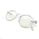 J+S Blue Light Blocking Glasses for Women Men | Anti Eyestrain Headache Glare 400UV from Computer/Gaming/TV/Phones (Mana LCD lens - Round | Clear Frame)