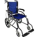 DIALDRCARE Foldable & Lightweight Wheelchair With Seat Belt for Senior Citizens|Handicaps|After surgery|During illness|Ankle|Knee|Leg and Upper Body injuries with Brake lightweight transport chair (Blue)