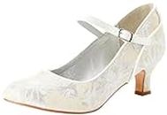 Joe Browns Women's Shimmery Jacquard Mary Jane Heeled Shoes Pump, Silver, 5 UK