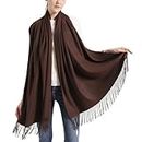 vimate Neck Scarf for Women, Soft Coffee Brown Pashmina Shawls and Wraps for Womans(UK-Coffee)