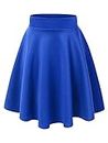 MADE BY JOHNNY Women's Basic Versatile Stretchy Flared Casual Mini Skater Skirt XS-3XL Plus Size-Made in USA - blue - XXX-Large