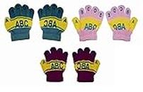 Ekan Set Of 3 Pcs Winter Accessories Hand Gloves For Women And Girls For Bike Riding (Colour Kids Gloves (Dark Color))