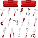 19 Pieces 1:12 Miniature Dollhouse Tools Metal Doll House Tool Miniature Doll Repair Tool with 2 Pieces Red Tin Boxes Dollhouse Accessories Girls Pretend Play Toy for Dollhouse Decoration DIY Crafts