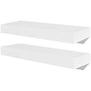 vidaXL - Modern MDF Wall Shelves in White, Set of 4, Size 40 cm, Easy to Install with Invisible Mounting System