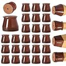 24 pcs Brown Chair Leg Floor Protectors, Furniture Felt Pads Silicone Covers caps for Chairs,Chair Leg Protectors for Hardwood Floors (Small fit:0.9''-1.29'')