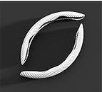 Steering Wheel Covers for Cadillac XT4 XT5 XT6 XTS, 2Pcs Carbon Fiber Anti-Skid Breathable Segmented Accessories,Silver