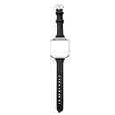 generic Leather Watch Band with Stainless Steel Watch Frame Watch Strap and Frame Wristband Compatible for Fitbit Blaze Watch (Black)