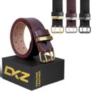 Mens Leather belts double Prong Heavy duty 100% genuine Leather black brown 