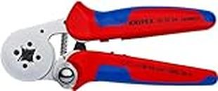 Knipex Self-Adjusting Crimping Pliers for wire ferrules with lateral access chrome-plated, with multi-component grips 180 mm (self-service card/blister) 97 55 04 SB