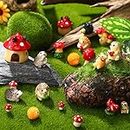 30 Pcs Resin Mini Hedgehog Mushroom Miniature Figurines Outdoor Garden Animals Figurines Fairy Garden Accessories Tiny Hedgehog Mushroom Figurines for House Terrarium Plant Bonsai Craft Decor (Cute)