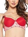 Clovia Women's Powernet Solid Padded Full Cup Wire Free T-Shirt Bra (BR1897I04_Light Red_42C)