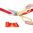 Giant Ribbon Cutting Ceremony Kit 21" Giant Scissor Set With Sharp, Gold Handl