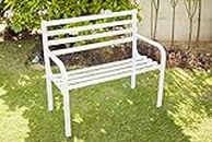 OUTLIVING Metal 2 Seater Bench for Garden Outdoor Seating Bench for Terrace Home (White)