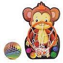 NHR Small Basket Ball kit Set with Ring for Kids, Playing Indoor Outdoor Basket Ball, Hanging Board with Net & Ball (Monkey Face Printed) Multicolor