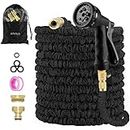 Expandable Garden Hose Pipe 100FT, 3 Times Flexible Hose Pipe Expanding Garden Hose, No-Kink Flexible Magic Water Hosepipe (Extra-Strength) with 8 Function Spray Nozzle for Garden, Home, Car Cleaning