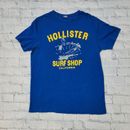 T-shirt vintage Hollister Surf Shop grafica blu uomo media casual spiaggia estate
