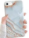 J.west iPhone SE 2022/2020 Case, iPhone 8 Case, iPhone 7 Case,Luxury Grey Marble Design Graphics Stone Pattern Slim Thin Bumper Soft Silicone Protective Phone Case Cover for Women Girls Agate Slice