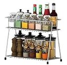 12FOR COLLECTION Stainless Steel Spice 2-Tier Trolley Container Kitchen Organizer for Boxes Utensils Dishes Plates for Home (multipurpose Kitchen storage Shelf shelves holder Stand, Tiered Shelf