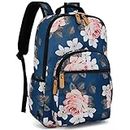 Leaper Water-resistant Floral Laptop Backpack Casual Travel Bag Satchel College Backpack Dark Blue