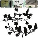 1pc Black Leaves and Flowers Metal Birds Wall Art Decor for Home and Garden